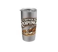 Id Rather Be Roping Cowboy Rodeo Western Humor Stainless Steel Insulated Tumbler