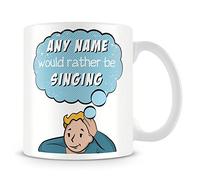 I'd Rather Be Singing Personalised Mug/Cup - Customise with Name - Blue