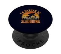 I'd Rather Be Sledding Funny Retro Winter Sports Tobogganing PopSockets Adhesive PopGrip