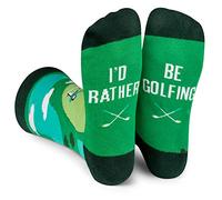 I'd Rather Be Socks (Fishing, Fly Fishing, Hunting, Racing, Football, Golf) - Men's Crew Length Crazy Colorful Dress Socks (Golf)