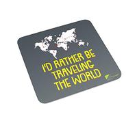 I'd Rather Be Travelling the World Funny Metal Magnet | Novelty, Idea, Glossy, Square, Fridge, 6.5cm x 6.5cm Size, travel lover gift, wanderlust magnet, adventure quote decor