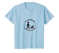 Id Rather Be Walking My Dog Pet Lover T-Shirt, Kids, Baby Blue, 8 Years