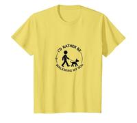 Id Rather Be Walking My Dog Pet Lover T-Shirt, Kids, Lemon, 3 Years