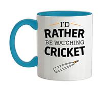 I'd Rather Be Watching Cricket - 11oz - Ceramic Two-Tone Mug for Coffee/Tea - Babyblue/White - One Size
