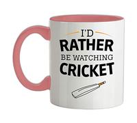 I'd Rather Be Watching Cricket - 11oz - Ceramic Two-Tone Mug for Coffee/Tea - BabyPink/White - One Size