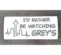 I'd Rather Be Watching Grey's Vinyl Sticker - Fun Decal for Cars & Laptops (Med - 9cm x 21cm)