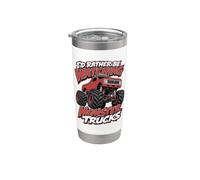 I'd Rather Be Watching Monster Trucks Racing Funny Red Truck Stainless Steel Insulated Tumbler