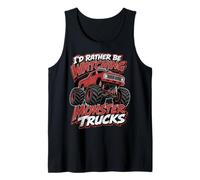I'd Rather Be Watching Monster Trucks Racing Funny Red Truck Tank Top