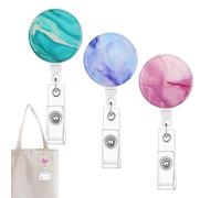 ID Reel Badge - ABS Material, 3 Pieces ID Clip Transparent Trade Fair Pass Holder with Key Ring | Īd Holder Retractable, Hands-Free for Students Teachers Nurses Waist Neck