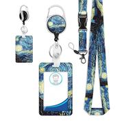 ID Retractable Badge Holder - Name Tag Reel Clip with Lonyard and Carabiner Keys | Badge Holder for Security Personnel, Office, Nurses, Students, Transportation Cards,