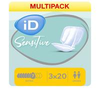 iD Sensitive Form Extra | 3 Packs of 20 | Unisex Adult Incontinence Pads