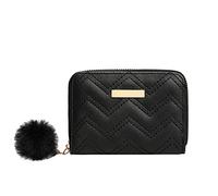 ID Short Wallet Solid Color Women Zipper Purse Multiple Card Slots Clutch Bag Phone Bag Case Wallet Women (Black, One Size)