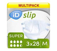 iD Slip Super Medium All-in-One Incontinence Briefs | 3 Packs of 28 | Incontinence Briefs, All-in-One Incontinence Briefs, Moderate to Heavy Incontinence, Adult Diapers, Incontinence Protection