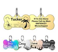 ID Tags for Dogs, YEHANTI Personalised Dog Tag Dog Collar Tags with Various Pattern Designs, Custom Pet ID Tags for Dogs Cats, Double Sided Engraved Dog Tag Dog Name Tag, Bone Shaped(Gold, L)