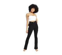 ID Womens Black Bootcut Jeans Ladies Slim Fit High Waisted Frayed Seam Stretch Denim Pants All Waist Leg Sizes UK 6-20