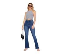 ID Womens High Waisted Fitted Bootcut Jeans Ladies Stretch Denim Regular Fit Internal Waist Adjustment Pants All Waist Leg Sizes UK 6-20 Mid Blue