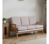 Ida Sofa - 3 Seater - Cream Fabric and Rattan