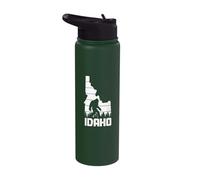 Idaho Bigfoot State Map Hunting Hunter Funny Pride Vintage Stainless Steel Insulated Water Bottle