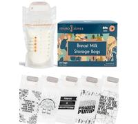 Idaho Jones Fun Quotes Breast Milk Storage Bags (8oz Large) 60 Breast Milk Storage Bags for Freezer Storage with 10 Different Bag Slogans. PET Breast Milk Storing Bags with Wide Mouth and Double Zip