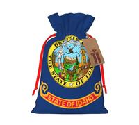 Idaho State Flag Linen Drawstring Gift Bag Xmas Party Candy Bag Reusable Storage Pouches