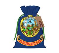 Idaho State Flag Linen Drawstring Gift Bag Xmas Party Candy Bag Reusable Storage Pouches
