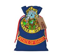 Idaho state flag print Christmas Packing Bag Linen Bags with Drawstring Wedding Present Bag
