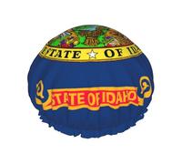 Idaho State Flag Print Shower Cap, Lined Shower Cap For Women Reusable, Double Layer Waterproof Bath Cap