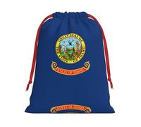 Idaho State Flag Print Ultra Soft Plush Drawstring Gift Bag, Xmas Party Candy Treat Favors, Christmas Holiday Sacks, Wedding Jewelry Pouches
