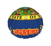 Idaho state flag Print women Shower Caps Bath Cap Reusable Waterproof Double Layers Hair Cap Comfort