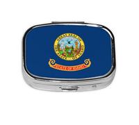 Idaho State Flag Square Pill Box Lightweight and Portable, with 2 Plastic Inserts, Suitable for Carrying in Pockets or Wallets.