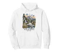 Idaho Watercolor Landscape Wilderness Nature Design Pullover Hoodie