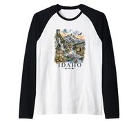 Idaho Watercolor Landscape Wilderness Nature Design Raglan Baseball Tee