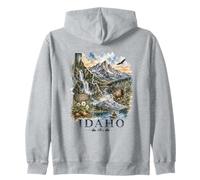 Idaho Watercolor Landscape Wilderness Nature Design Zip Hoodie