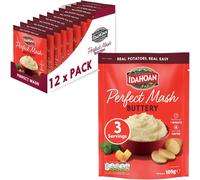 Idahoan Buttery Instant Mash Potato 12 x 109g single pack, Potatoes, Gluten Free, Vegetarian, Cooks in 1 minute