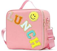 IDAHSOR Insulated Lunch Bag Women Lunch Box Kids for Teen Girls Boys, Cute Preppy Lunch Boxes with Adjustable Shoulder Strap, Waterproof Nylon Lunchbox Lunch Bags for School Work Picnic (Pink)