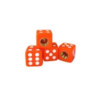 idain 4pcs Dice Shape Plastic Wheel Stem Tyre Air Valve Stem Caps Dustproof Stem Covers for Cars, SUVs, Bike, Trucks (Orange)