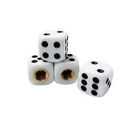 idain 4pcs Universal Vehicle Wheel Stem Tyre Air Valve Stem Caps Dice Shape Universal Stem Covers for Cars, SUVs, Bike, Trucks (White)