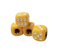 idain 4pcs Universal Vehicle Wheel Stem Tyre Air Valve Stem Caps Dice Shape Universal Stem Covers for Cars, SUVs, Bike, Trucks (Yellow)