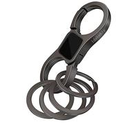 Idakekiy Key Chain Quick Release Spring with 4 Key Rings Heavy Duty Car Keychain Organizer for Men and Women, Dark Grey, S