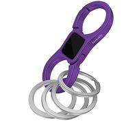 Idakekiy Key Chain Quick Release Spring with 4 Key Rings Heavy Duty Car Keychain Organizer for Men and Women, Purple, S