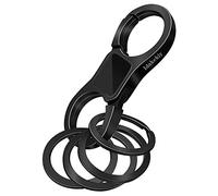 Idakekiy Key Chain Quick Release Spring with 4 Key Rings Heavy Duty Car Keychain Organizer for Men and Women, Black, S