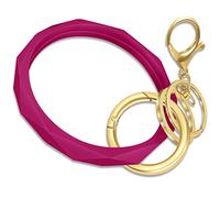 Idakekiy Key Ring Bracelets, Silicon Wristlet Keychain Circle Key Chain Ring Bangle Keyring for Women Girl Pink Size: 3.54in