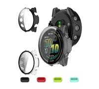 iDaPro [1 Black+1 Clear Screen Protector Case for Garmin Forerunner 970,Full Protective Cover with Built-in 9H Tempered Glass & 4 Silicone Dust Plugs,Hard PC Shell,Complete Protection for Running,Gym