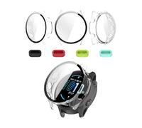 iDaPro [3-Pack Clear Screen Protector Case for Garmin Forerunner 970,Full Protective Cover with Built-in 9H Tempered Glass & 4 Silicone Dust Plugs,Hard PC Shell,Complete Protection for Running,Gym