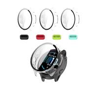 iDaPro 3Pack Clear Screen Protector Case for Garmin Forerunner 570 47mm,Full Protective Cover with Built-in 9H Tempered Glass &4 Silicone Dust Plugs,Hard PC Shell,Complete Protection for Running,Gym
