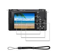 iDaPro Screen Protector for Sony Alpha ZV-E10 ZVE10 & Hand Lanyard [3+1 Pack] Tempered Glass Easy Installation