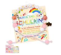 iDattel School Gift Girls Wristbands 2025 School Child Bracelet Girls School Cone Filling First Day of School Girls First Day of School Gift Lucky Charm with Greeting Card Gift Box-A
