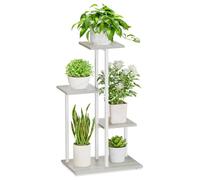 iDavosic.ly 4 Tier Plant Stand Indoor, Tiered Corner Plant Shelf for Multiple Plants, Metal Wood Tall Plant Display Rack Flower Holder for Patio Porch Garden Balcony Bedroom, White