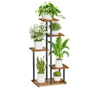 iDavosic.ly 5 Tier Plant Stand Indoor, Tiered Corner Plant Shelf for Multiple Plants, Metal Wood Tall Plant Display Rack Flower Holder for Patio Porch Garden Balcony Bedroom, Black