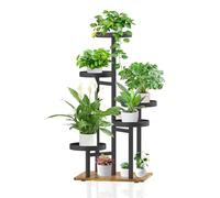 iDavosic.ly 5 Tier Plant Stand Indoor, Tiered Corner Tall Outdoor Plant Shelf for Multiple Plants, Metal Wood Flower Stand Display Rack Holder for Patio Garden Porch Window Living Room, Black